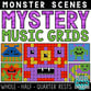 Monster Mystery Music Grids - Whole, Half, and Quarter Rests Digital Resources